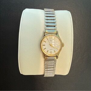 Timex Women's Two-Tone Silver and Gold Bracelet Watch with White Dial